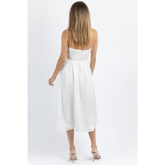 NEW STORIA if only bow bust midi‎ dress in white
 White Strapless Dress - Picture 3 of 13